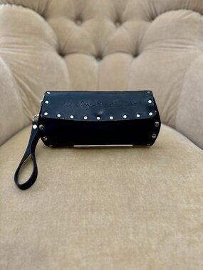 VTG Auth HARLEY-DAVIDSON Y2K Matte Leather Studded Wristlet Pouch